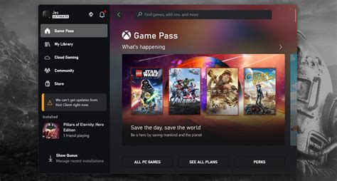 Games won't download on Xbox game pass PC application..